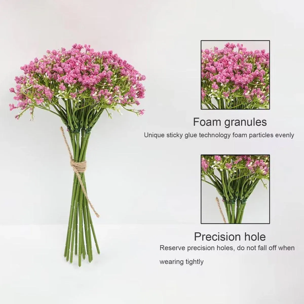 12PCS Artificial Foam Gypsophila Flower Bouquet for Wedding and Home Ornaments - White — image 5