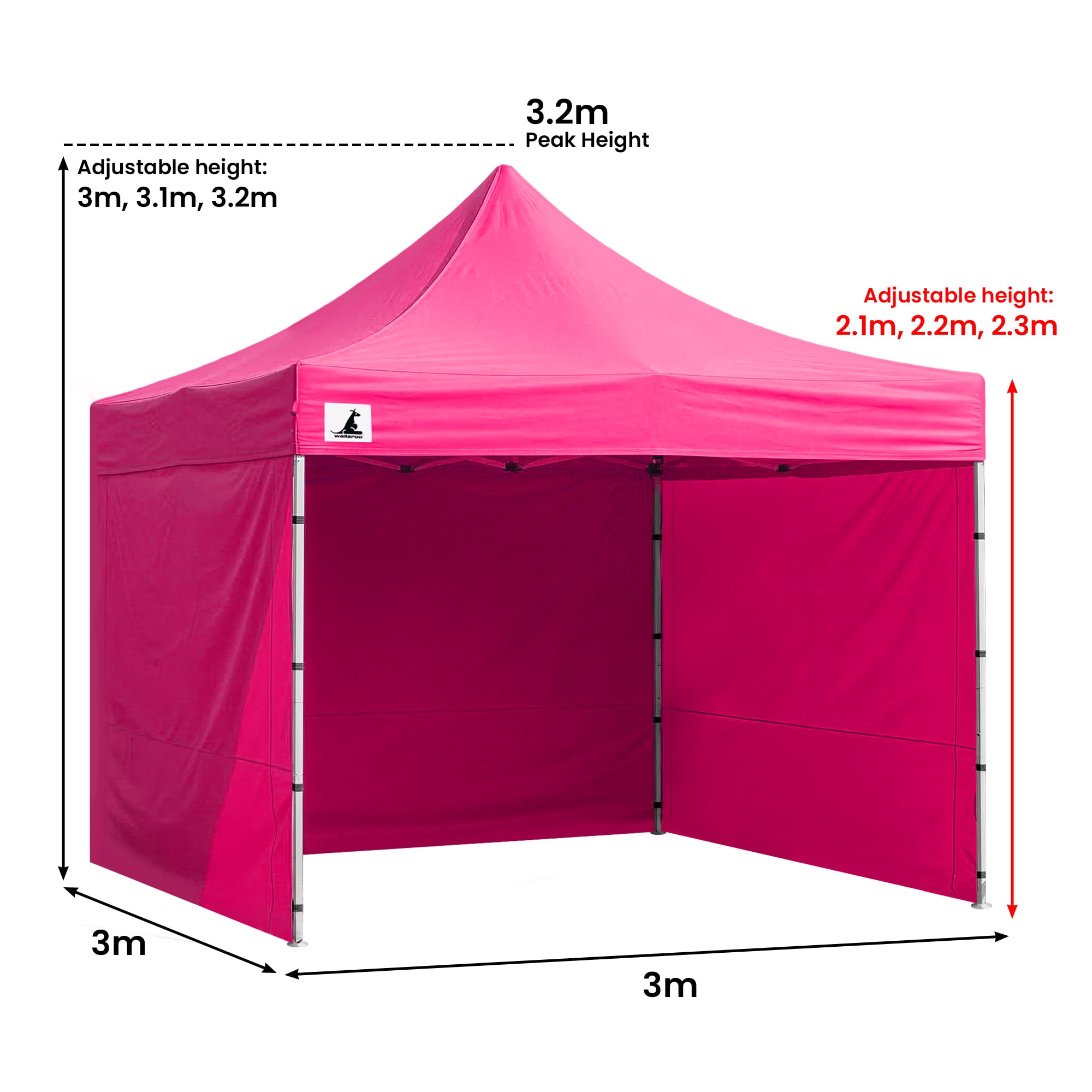 Wallaroo Gazebo Tent Marquee 3x3 PopUp Outdoor Pink — image 3