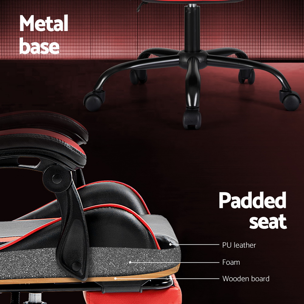 Artiss 2 Point Massage Gaming Office Chair Footrest Red โ image 6