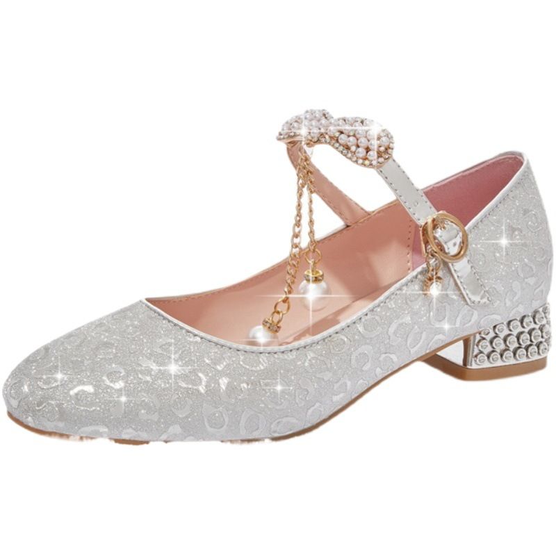 Girls Sequin Crystal Shoes Gold Silver Princess 34 inner length 22cm โ image 2