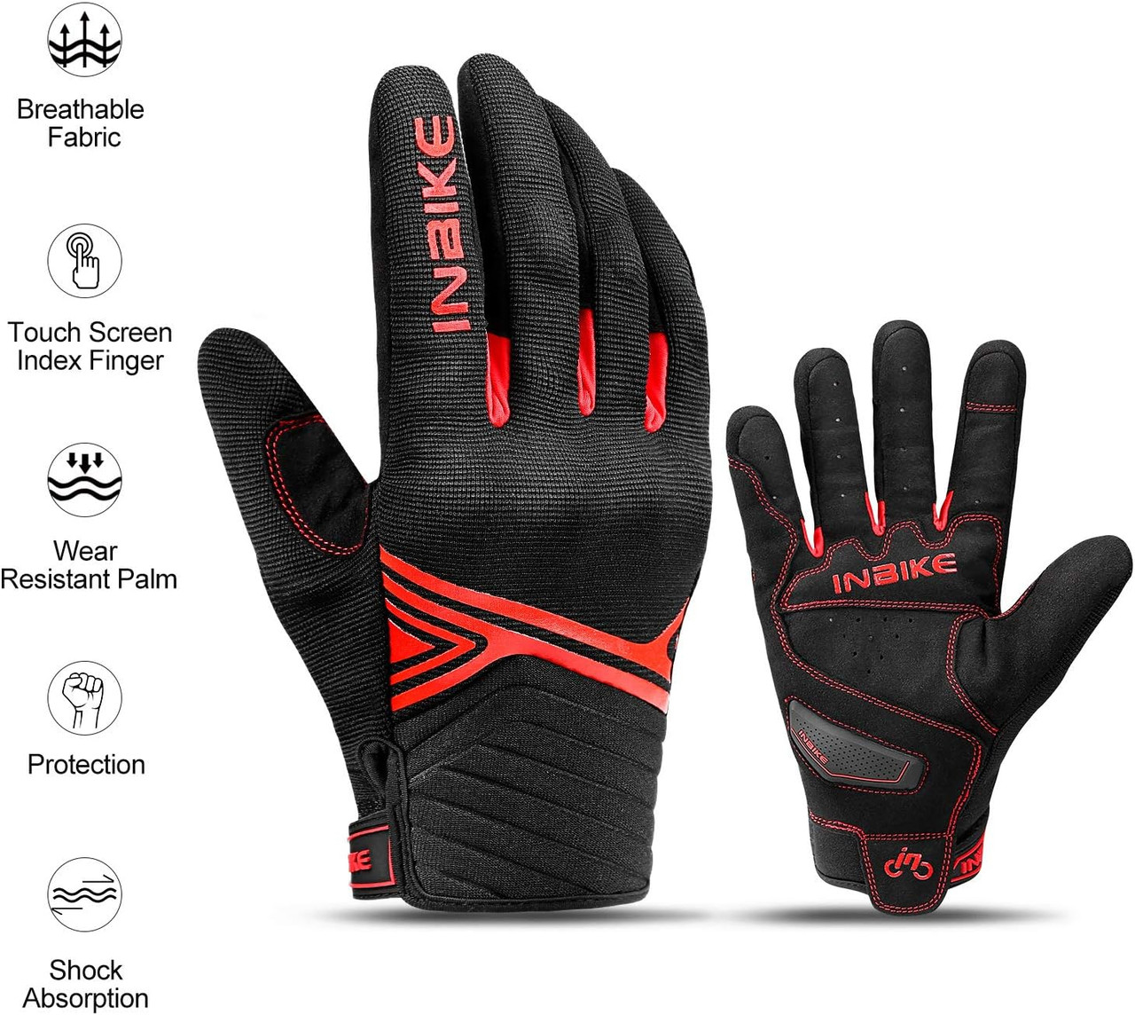 Breathable Mesh Motorcycle Gloves Touchscreen with TPR Palm Pad Hard Knuckle-Red-Large โ image 3