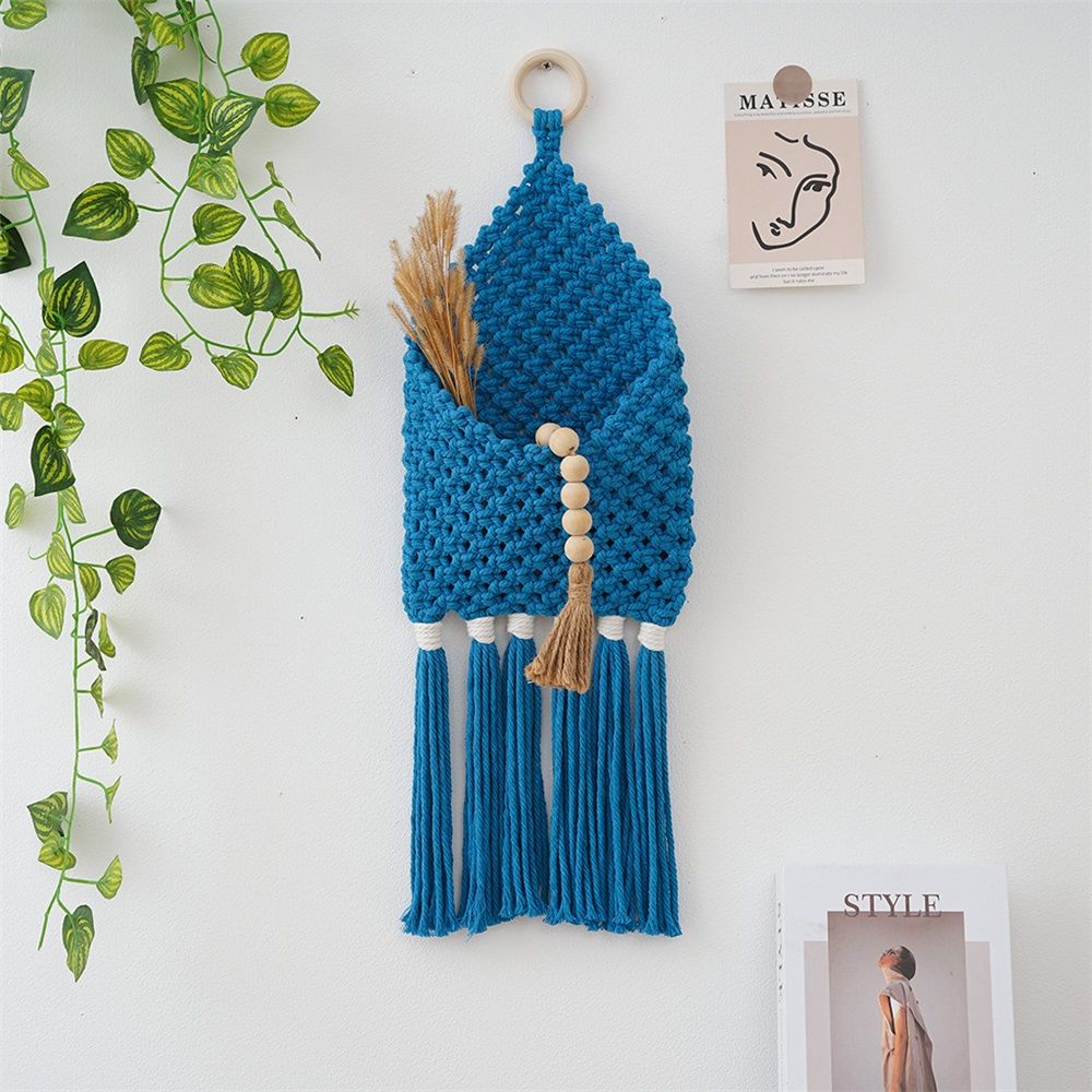 Mail Organizer Wall Mounted, Hanging Woven Basket for Boho Home Office Decor, Over the Door Key and Mail Letter Envelope Holder for Entryway Hallway — image 2