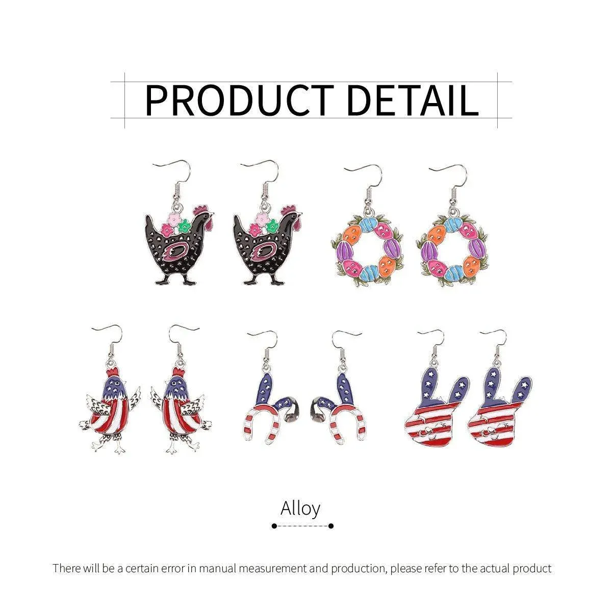 Cute Cartoon Earrings Funny Jewelry Gift for Girls Perfect for Birthdays Parties - Black rooster โ image 4