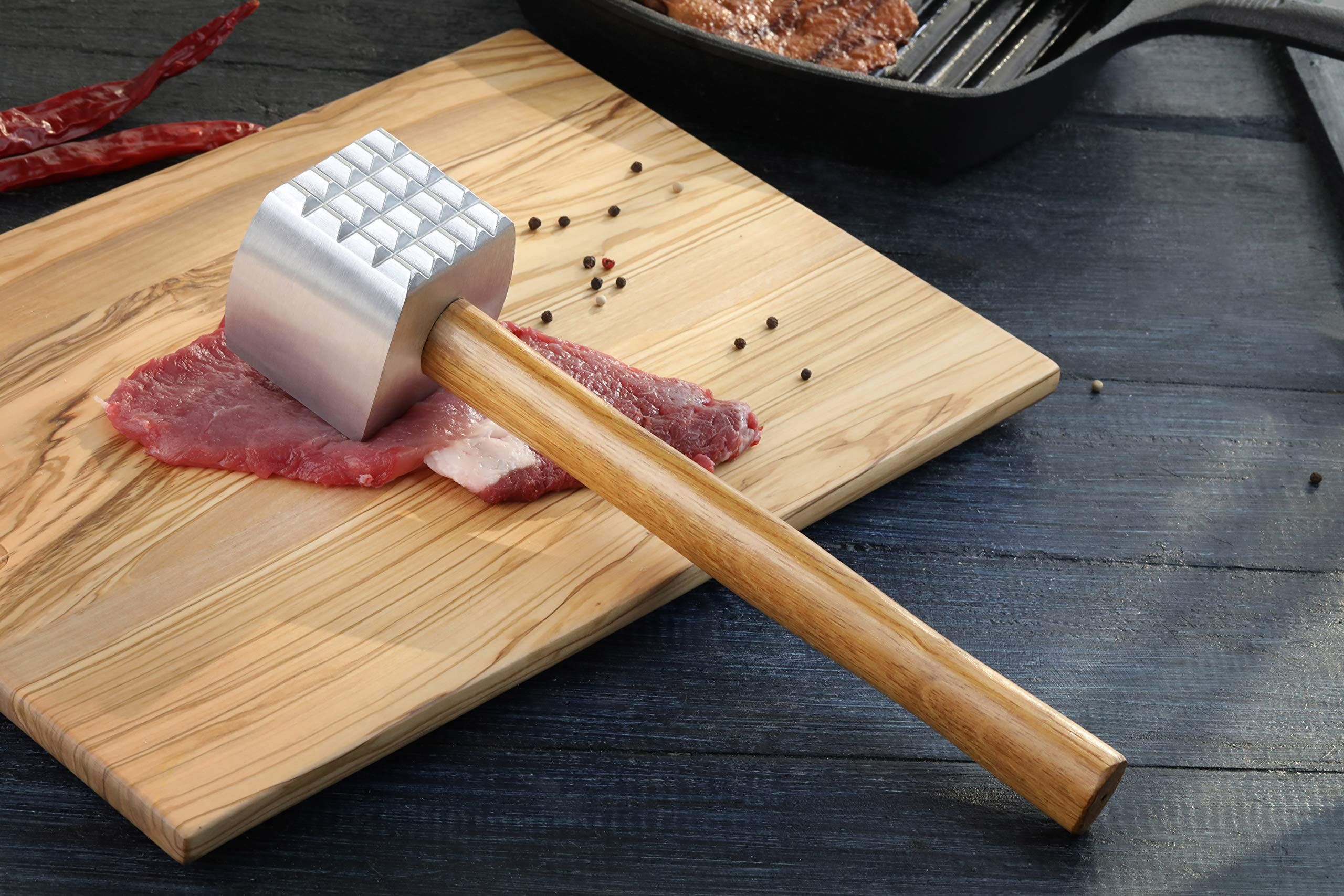 Foodservice Wood Handle Aluminum Meat Tenderizer/Mallet/Hammer, home Western restaurant steak loosening meat hammer โ image 3