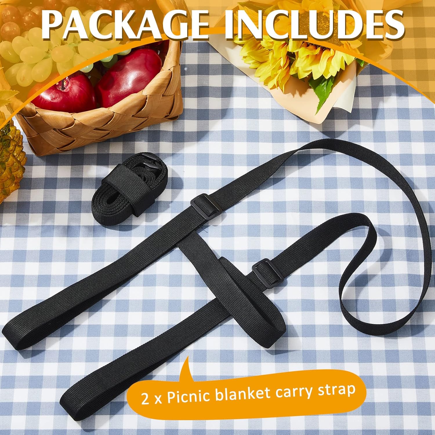 Amylove 2 Pcs Picnic Blanket Carry Strap for Camping Motorcycle Bedroll Adjustable Yoga Mat Holder with Shoulder Strap and Handle Outdoor Travel Blanket Holder โ image 3