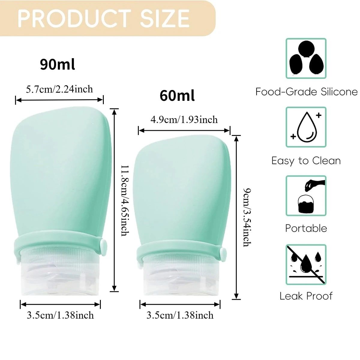 Travel-Friendly Silicone Dispensing Bottle Set for Toiletries, Leak-Proof Refillable Containers for Shampoo, Conditioner, Lotion, and Skincare – Lightweight — image 2