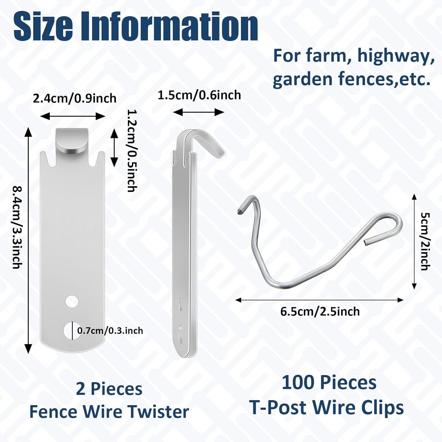 102 Pieces T Post Wire Clips Fence Twister for Galvanized Steel Tensioning Tool Fixing Clip Garden Farm Highway Sport Fences โ image 2