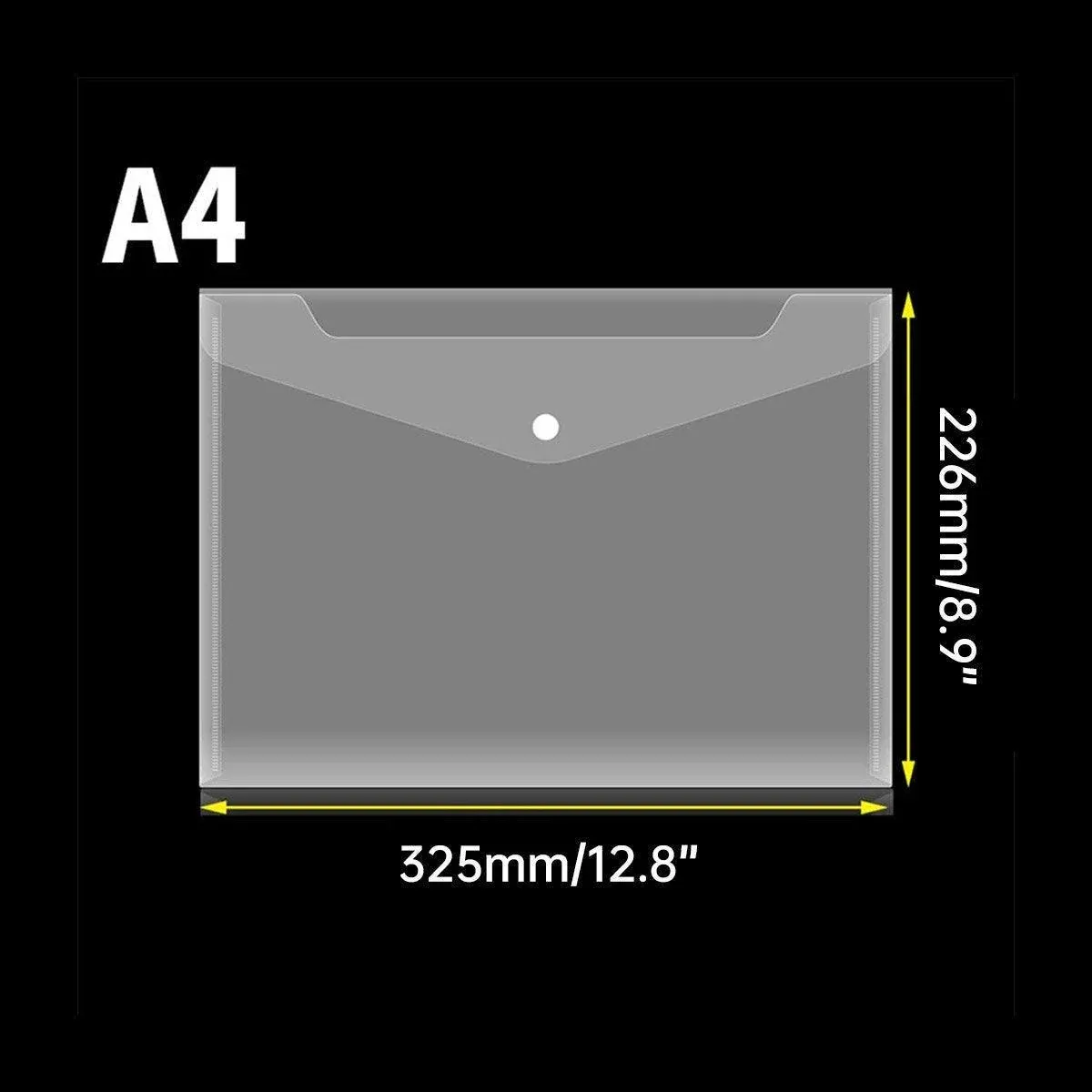 12pcs A4 Plastic File Bag Translucent Document Storage Pouch with Button Closure — image 3