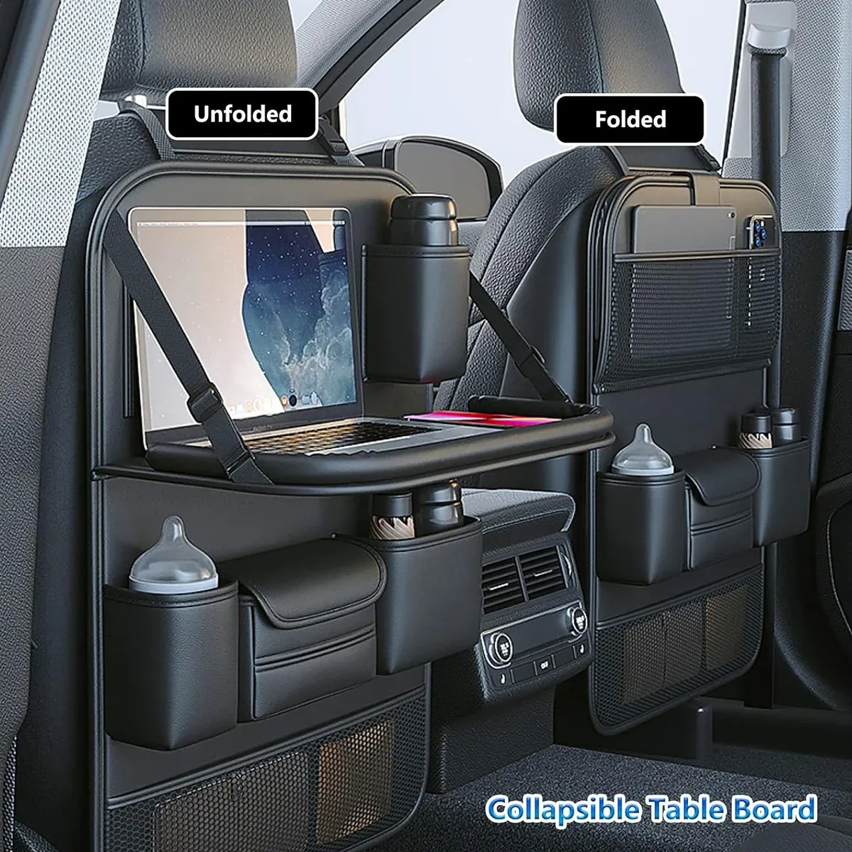 Backrest Storage Organizer Bag with Foldable Table for Vehicle Travel and Daily Use β image 6