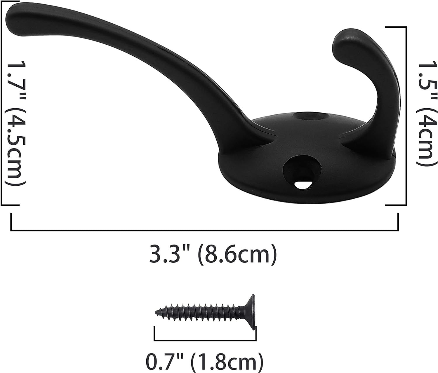 12 Pack Black Coat Hooks Wall Mounted Retro Double Hooks Utility Black Hooks for Coat, Scarf, Bag, Towel, Key, Cap, Cup, Hat โ image 3