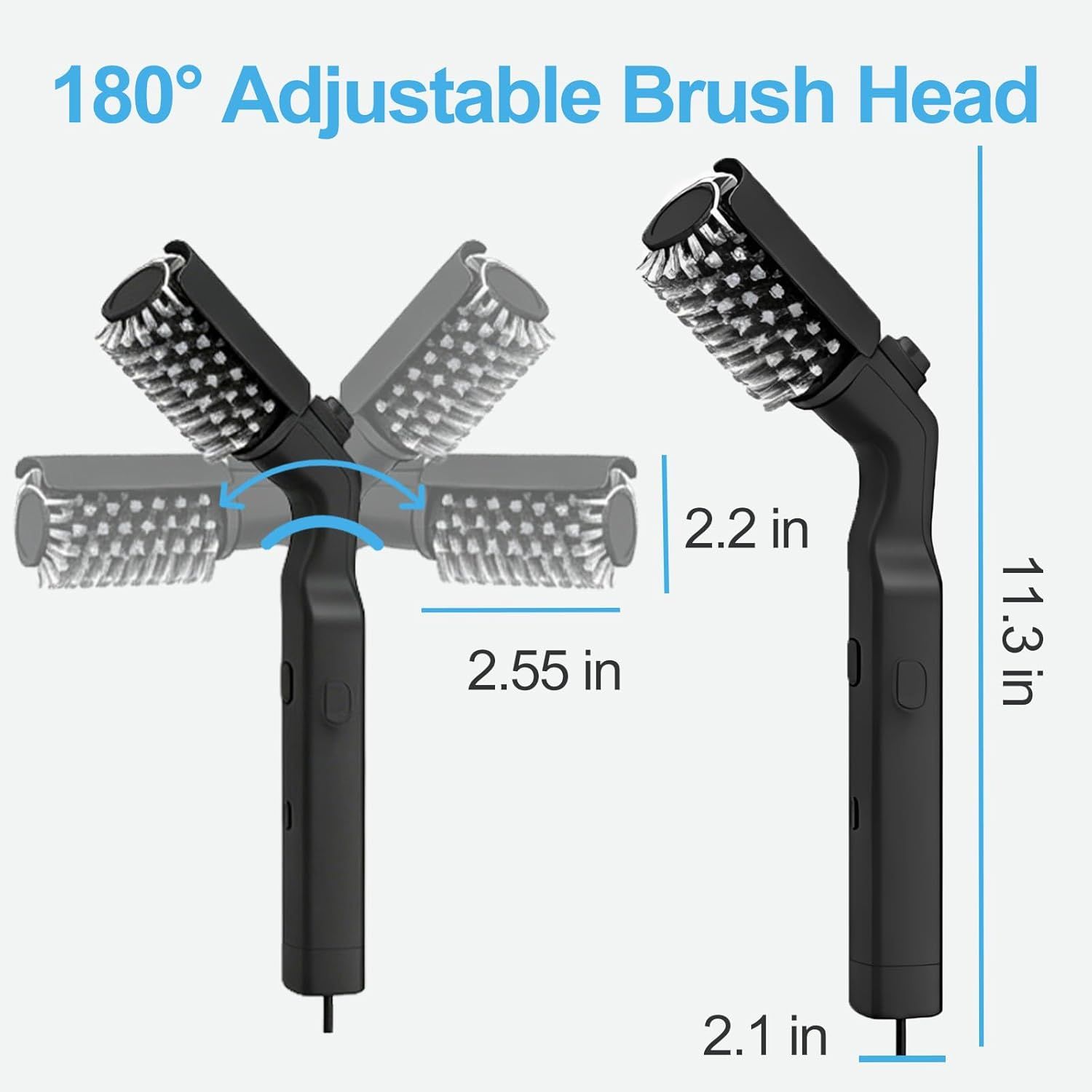 Electric Grill Brush Rechargeable 3-Speed with 180 Degree Adjustable Stainless Steel Head — image 5