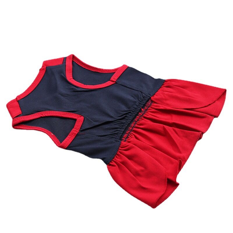 Pet products 2-Piece Dog Summer Dress Set - Team Spirit & SUPER ADORABLE Designs, Red White Stripes & Navy Blue, Peter Pan Collar, Cute Fit for Dogs(XS) — image 4