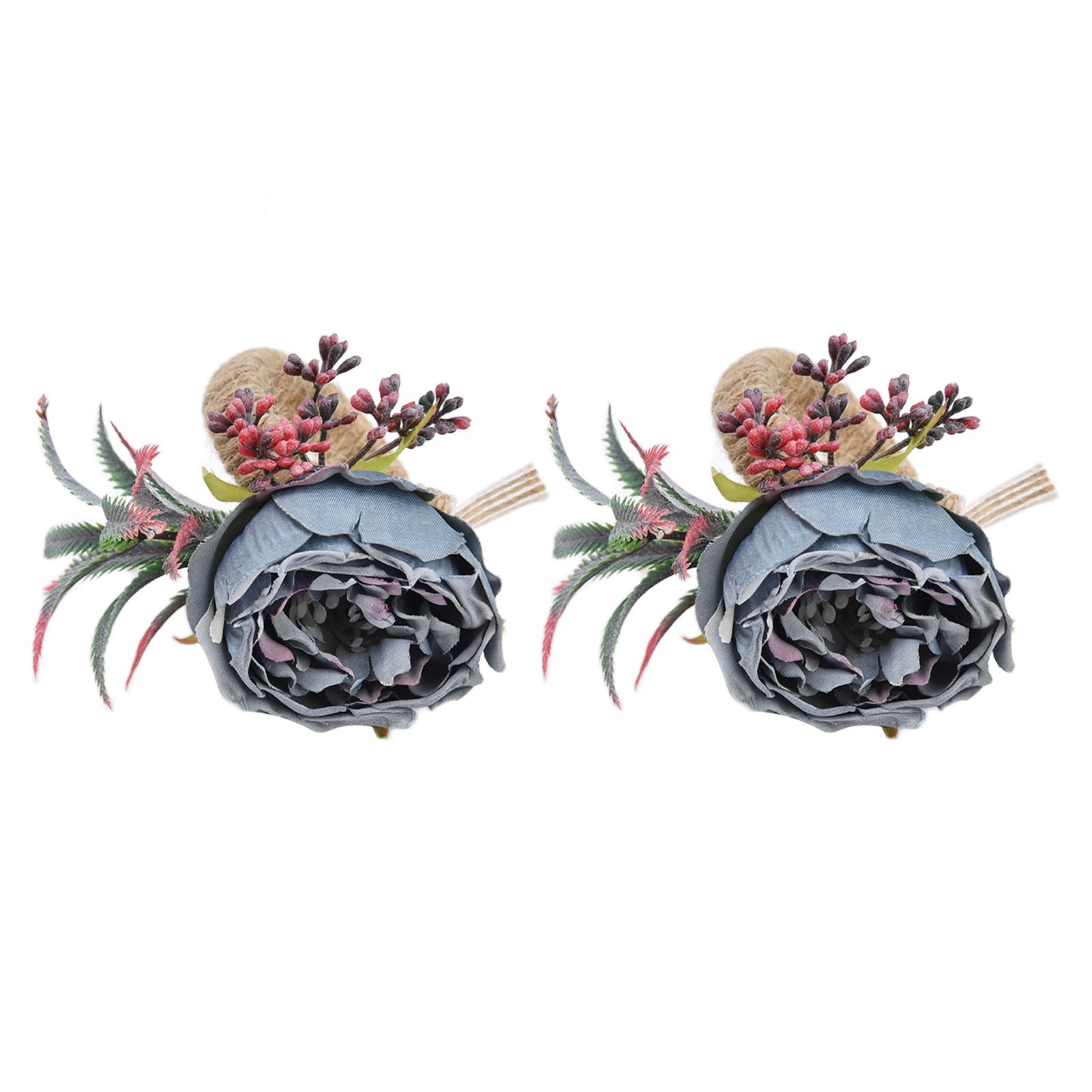 2Pcs Innovative Napkin Buckle Simulation Flower Napkin Ring Holder for Hotel RestaurantBlue — image 2