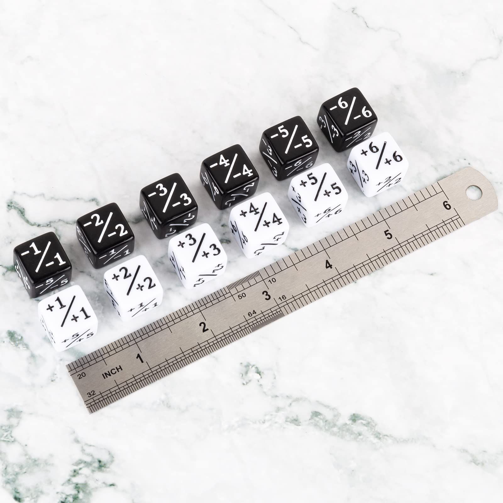 24 Pieces Dice Counters Token Buff Dice Set with Velvet Pouches D6 Cube Dice for Magic The Gathering Card Games (Black, White) โ image 5