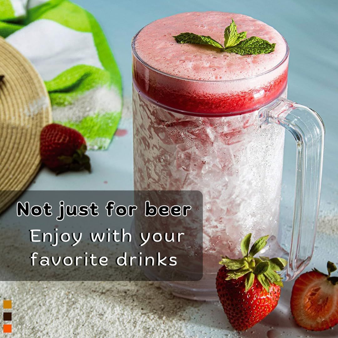 Double Wall Freezable Beer Mug, No-Ice Insulated Cup for Summer BBQs & Parties (Clear) — image 5