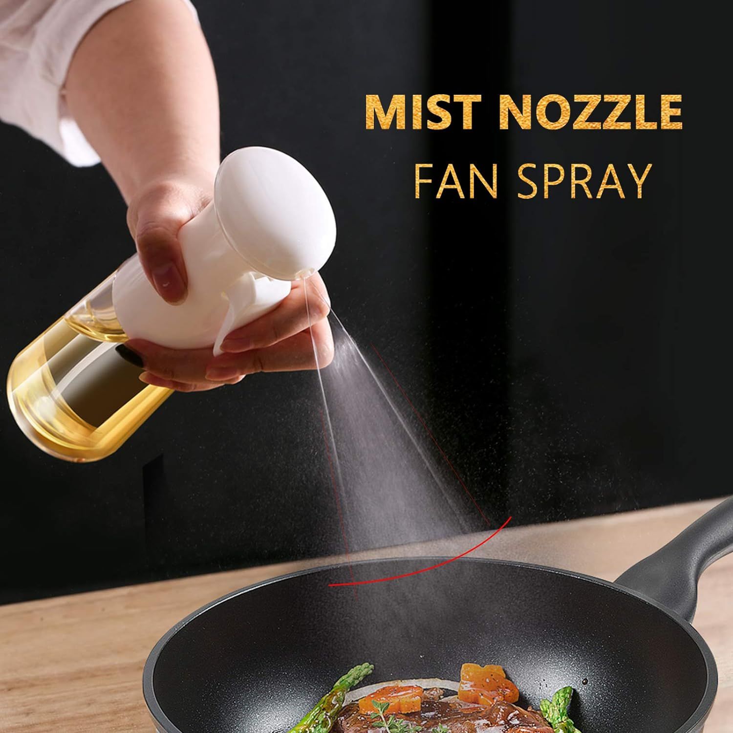 Oil Sprayer for Cooking, Olive Oil Sprayer - Food Safe Glass Bottle, Leakproof Top-Cap, Oil Mister for Baking Salad 7oz — image 2