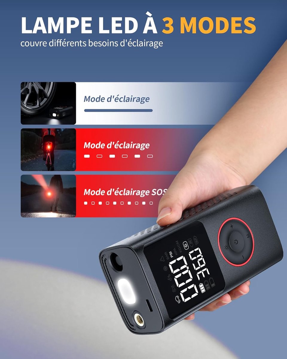 Bicycle Pump - Electric Bicycle Pump - Bicycle Pumps - Cordless Car Tire Pump - 150 PSI Portable Air Compressor - with Auto Shut-Off and LED Light โ image 3