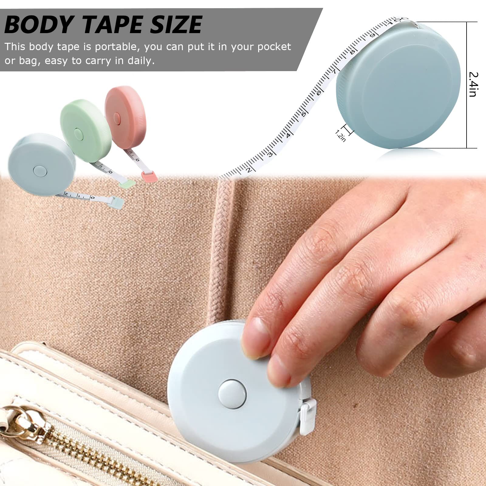 3 Packs Retractable Tape Measure Premium Sewing Tape Double Scale Vinyl Ruler for Weight Loss Medical Tailor Fabric Cloth โ image 5