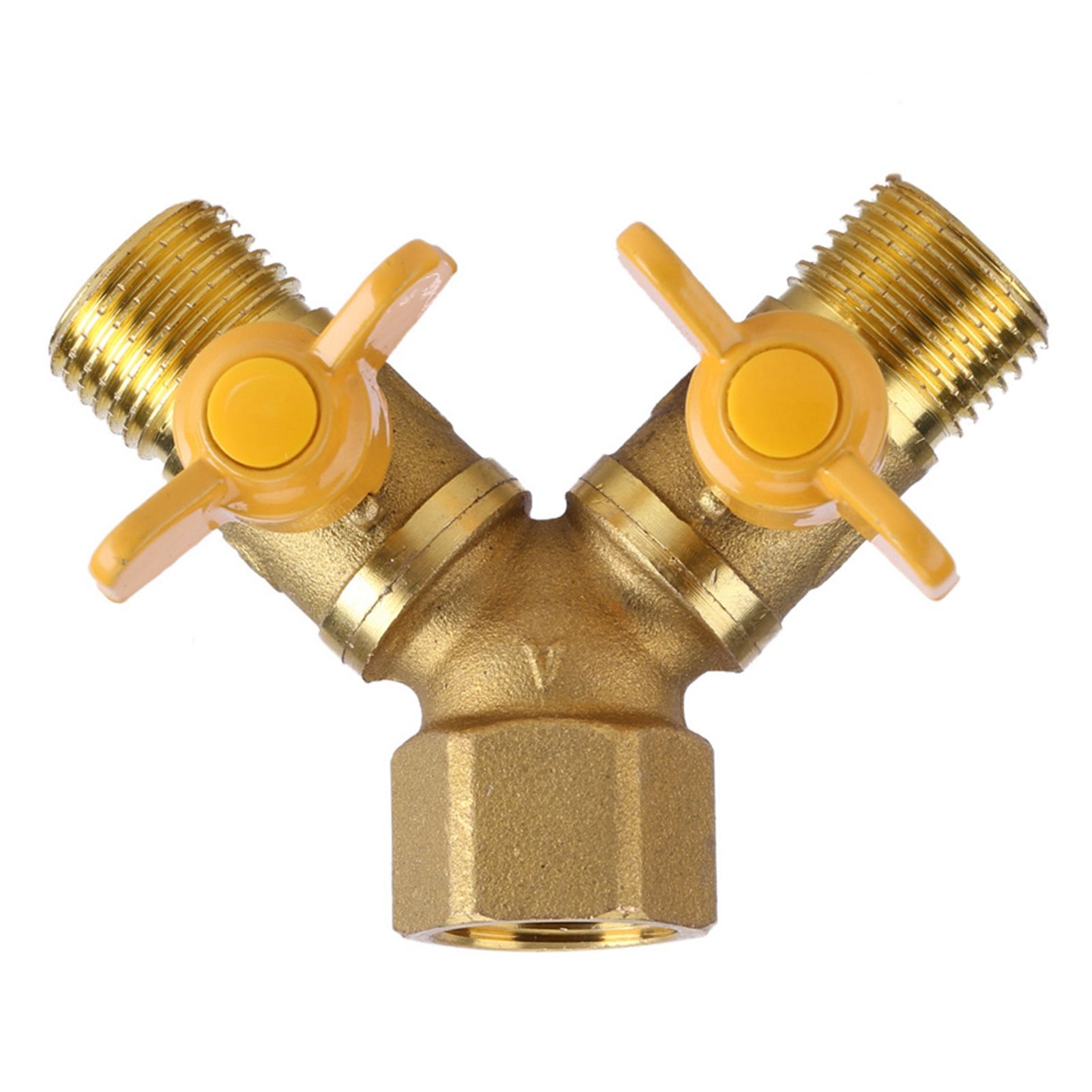 G1/2 Brass Garden Irrigation 2 Way Double Tap Hose Adapter Dual Faucet Connector β image 3