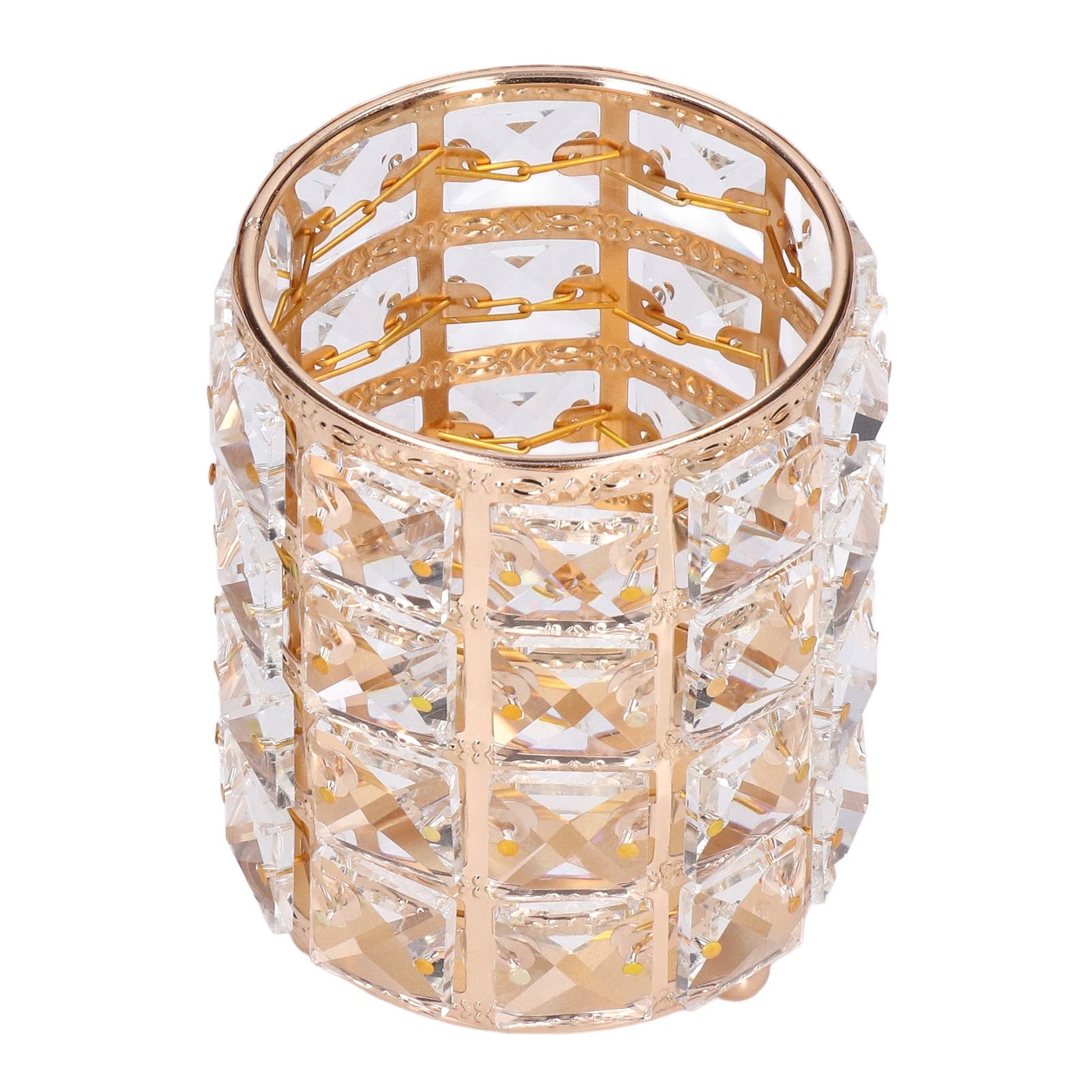 Crystal Makeup Brush Holder European Style Rounded Crystal Glass Cosmetic OrganizerGold โ image 3