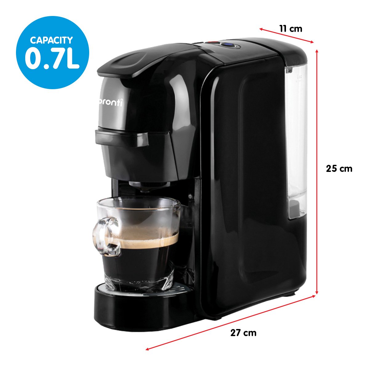 Pronti HomeMaid 3-in-1 Coffee Machine Multi-Capsule Pods and Ground Coffee Nespresso & Caffitaly Compatible CM-511HM โ image 3