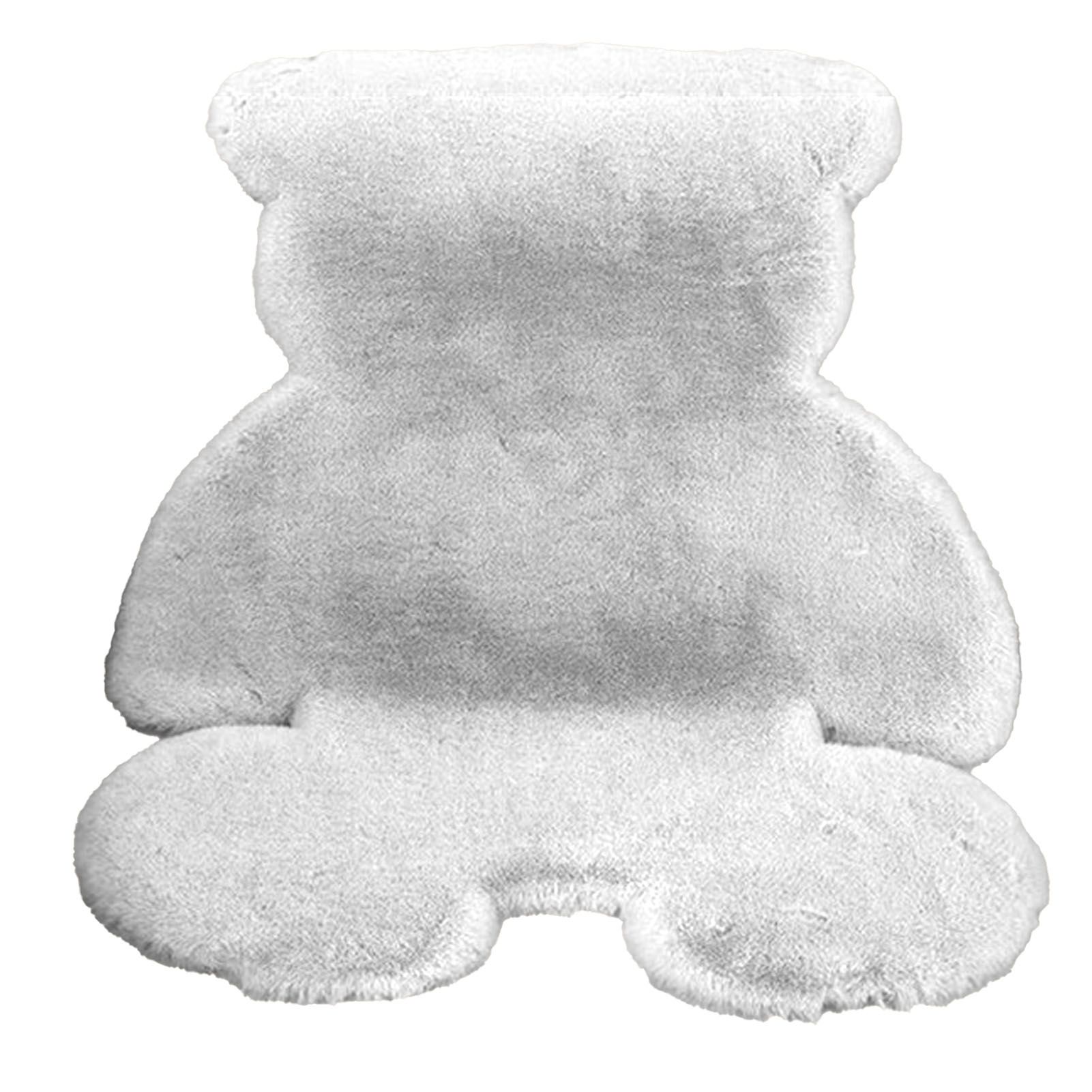 Cute Bedroom Rug Soft Bear Shaped Shaggy Floor Mat for Kids Teen Girls Room Floor Living Room White 45 × 60