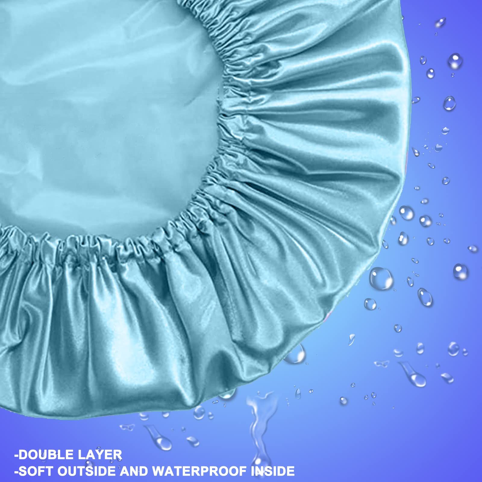 2 pcs Reusable Shower Caps For Women Waterproof Large Shower Cap, Hair Caps Double Layers Shower Cap For Women Hair Protection — image 3