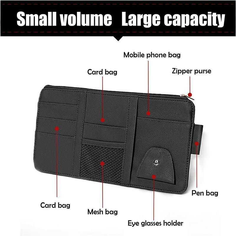 Car Sun Visor Organizer Pocket Card Storage Pouch Holder with Zipper Net Black — image 6