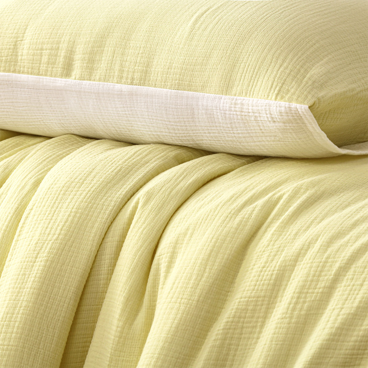 Vintage Design Homewares Hugo Reversible White Butter Cotton Gauze Quilt Cover Set Queen โ image 4