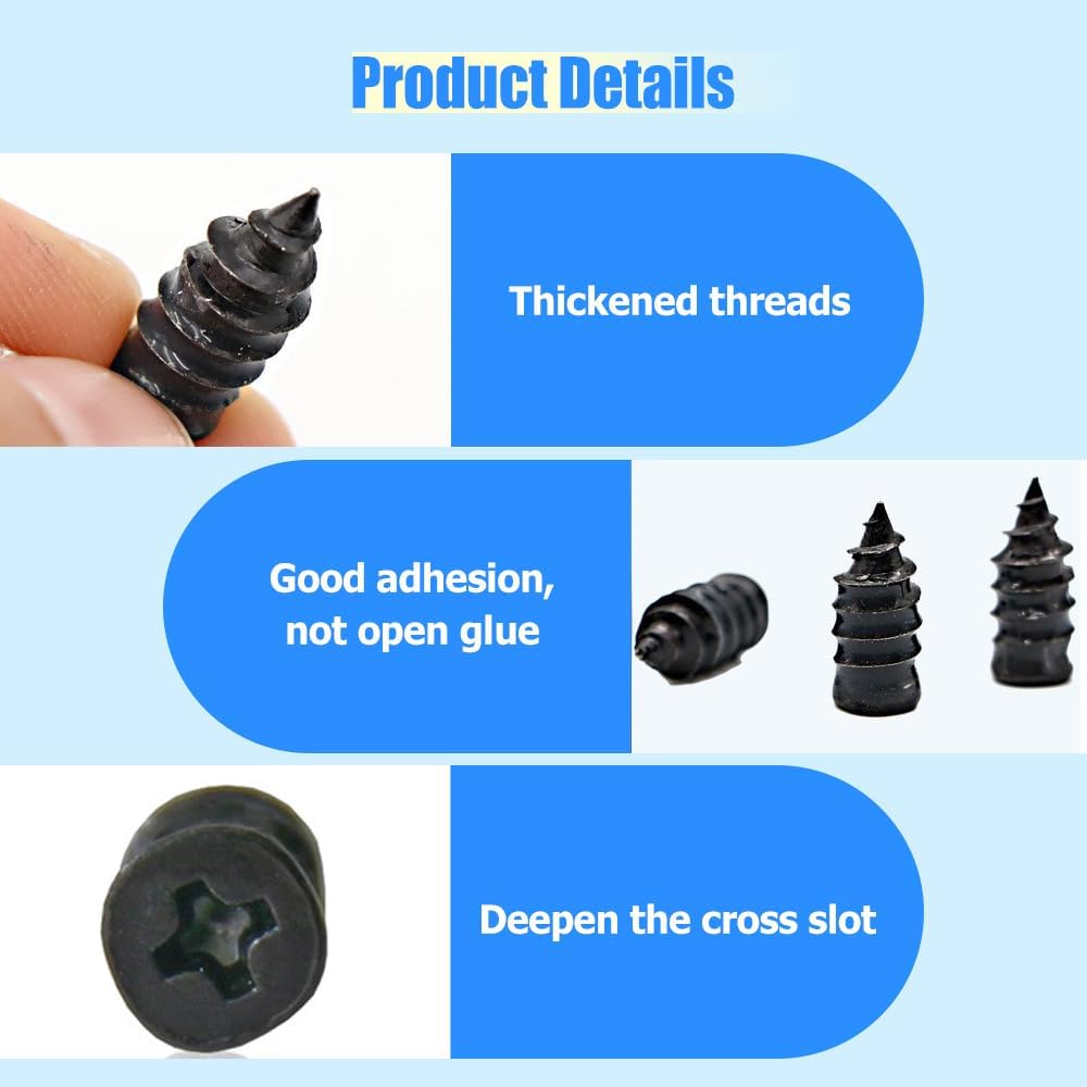 Tire Repair Nails Kit with 2 Sizes, Screw in Tire Repair Plugs with Box and Screwdriver, Fast Self-Service Tire Repair Tools for Car, Motorcycle, Truck — image 2