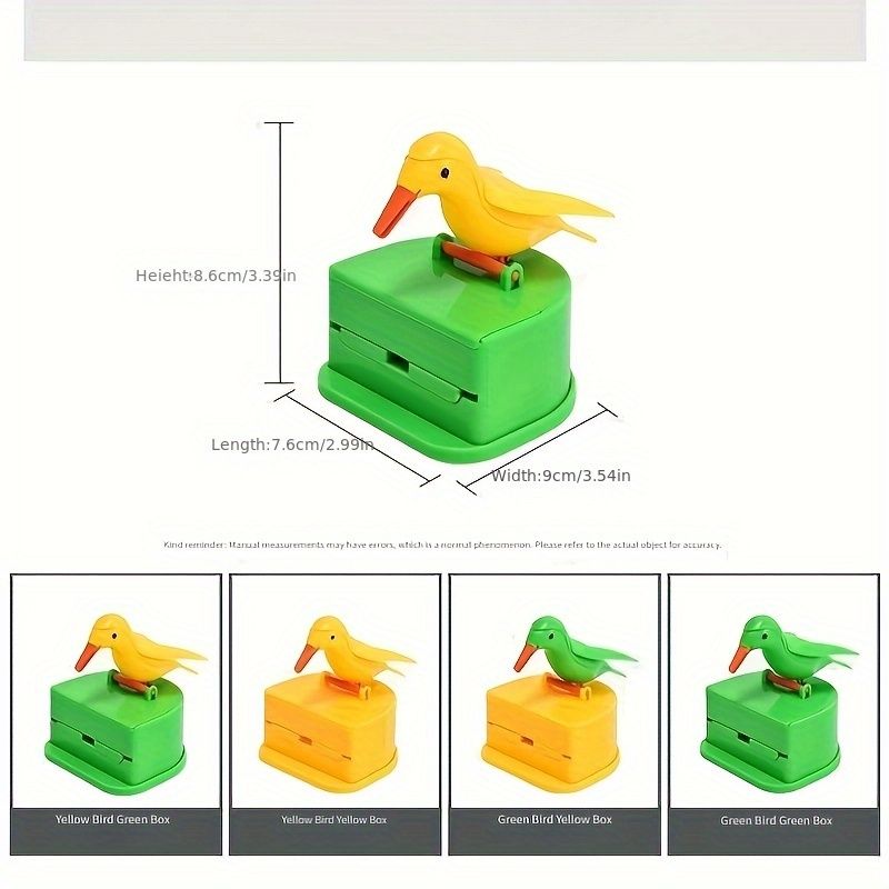 Creative Smart Bird Toothpick Holder Yellow Bird Green Bottom Box — image 3