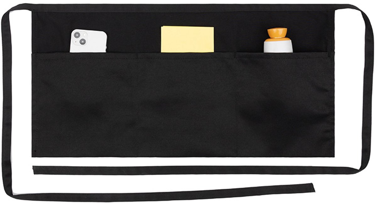 Waiter Apron - Kitchen Apron with 3 Pockets - Waterproof Bar Apron - Waterproof and Oil-Repellent - Restaurant Unisex Half Aprons - Waitress Apron - Black