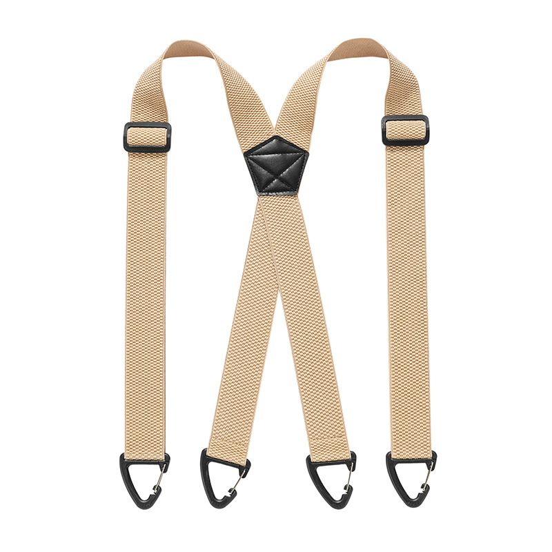 1.5 Inch X-Back Hidden Elastic Suspenders with 4 Metal Clips, Heavy-Duty Corn Weave Braces for Men Women Work Wear and Outdoor Use, 2PCS Khaki 120 × 3.8cm