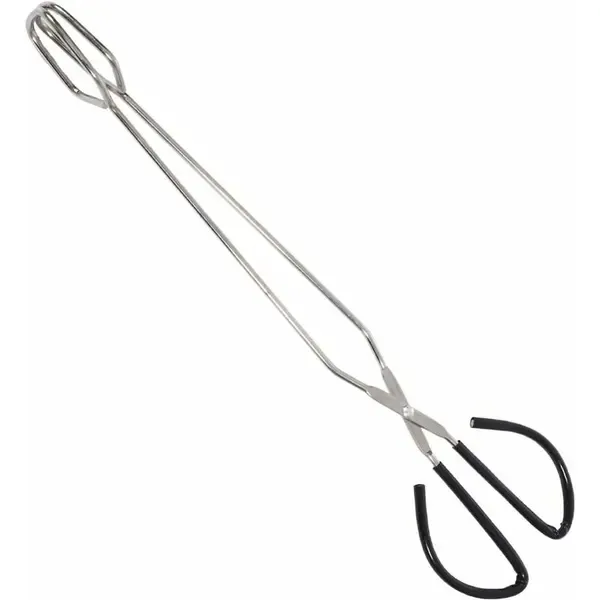 Stainless Steel BBQ Charcoal Tongs, Long-Handle Heat-Resistant Grill Tool for Cooking, Camping and Kitchens, Silver