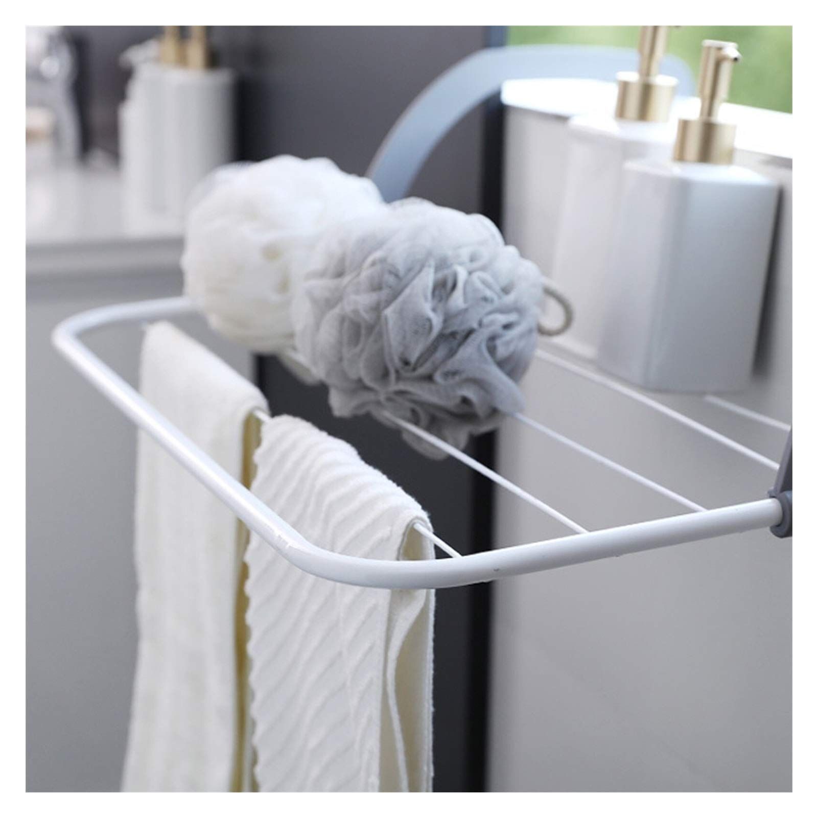 Folding Drying Rack Outdoor Bathroom Portable Clothes Hanger Shoes Towel Pole Drying Rack Holder Balcony Laundry — image 2