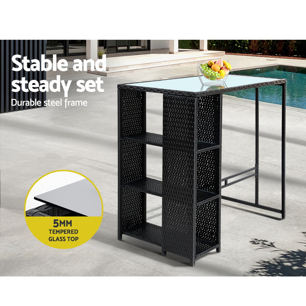 Gardeon 3-Piece Outdoor Bar Set Patio Dining Chairs Wicker Table Stools โ image 6