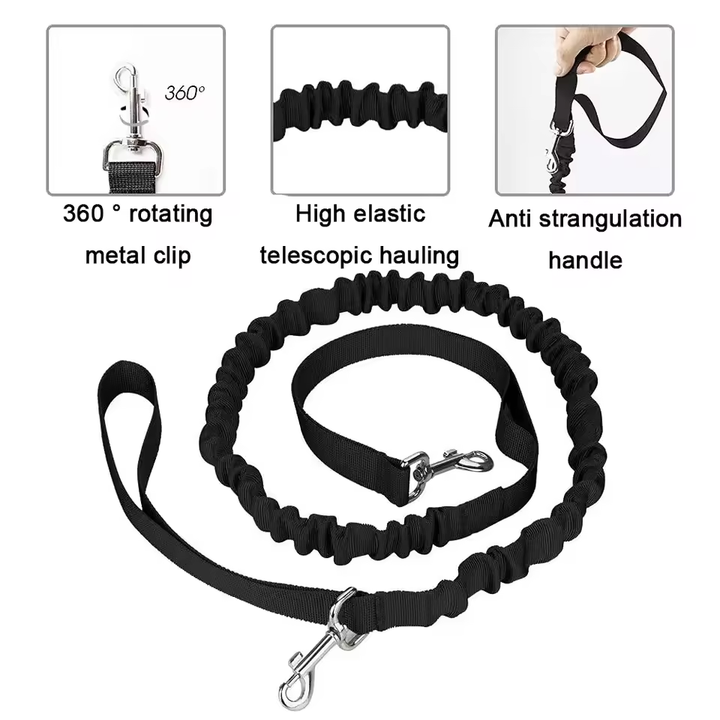 Black Reflective Pet Waist Bag with Hands-Free Leash for Night Safety - Adjustable Waist Pack with Detachable Pouches — image 5