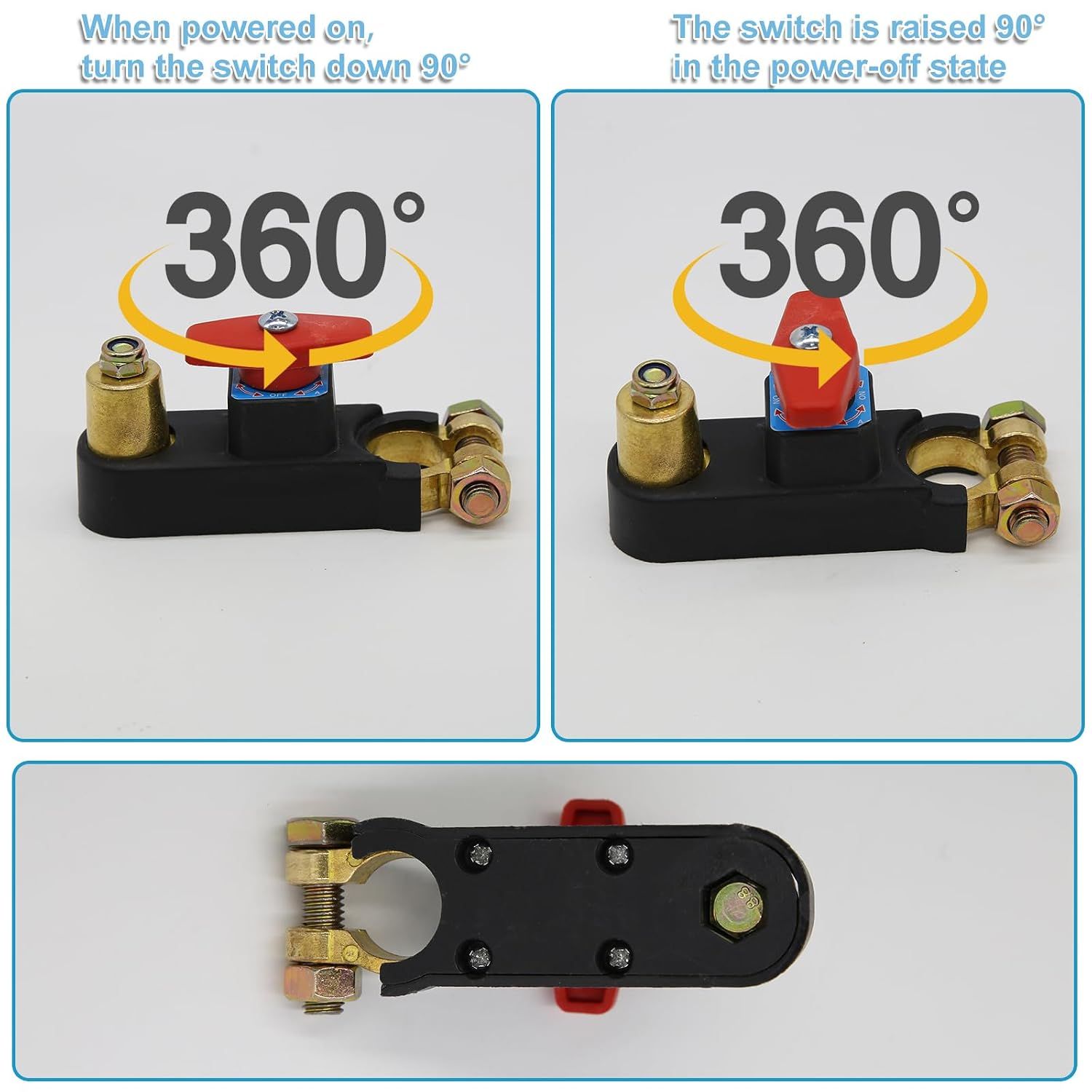 12V-24V Car Battery Cut-Off Switch, Adjustable Pure Copper Power Disconnect Breaker for Cars, Trucks, Boats and RVs — image 5