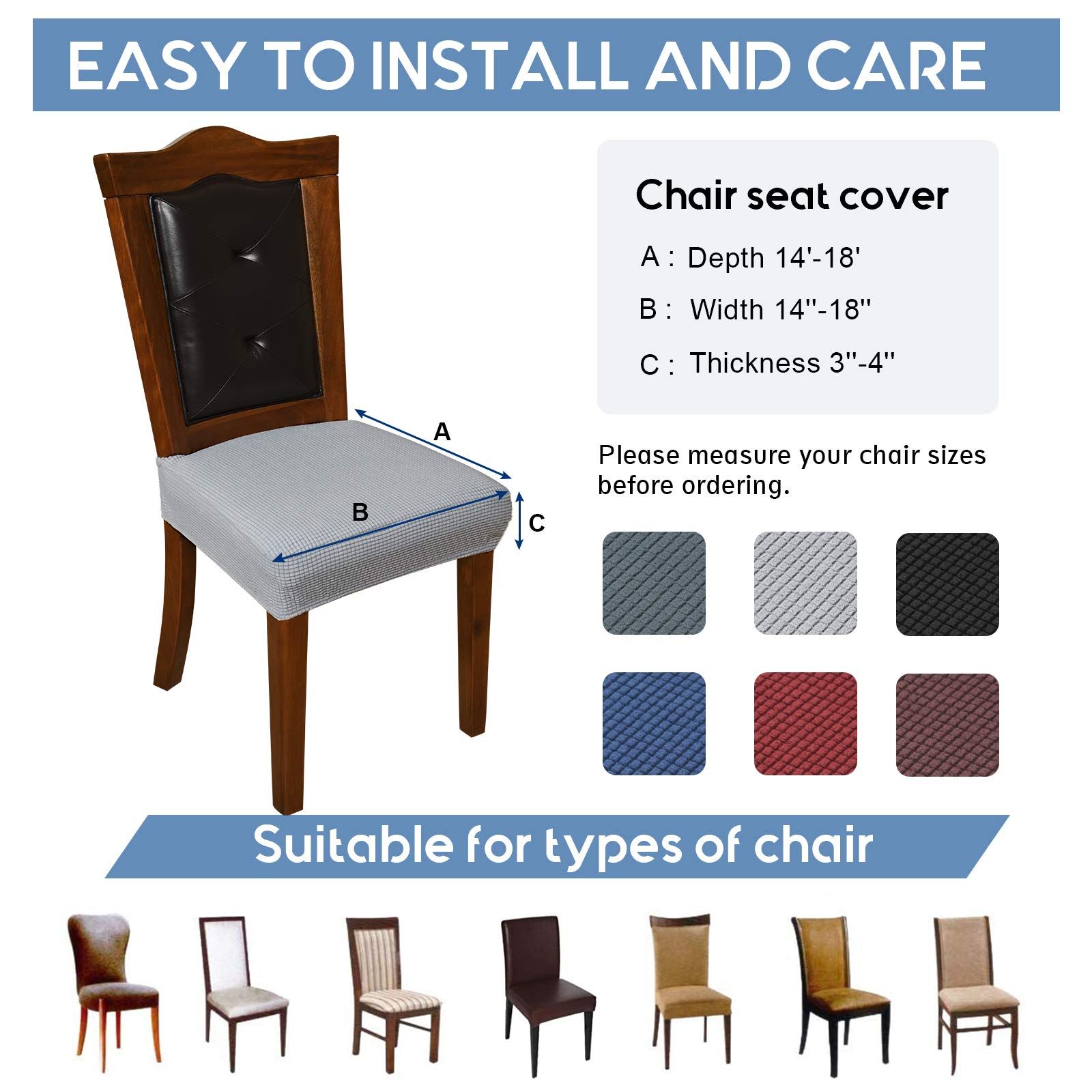 Office and home chair cushion cover, square seat cushion, anti fouling cover, elastic curved chair cover, stool cover — image 4
