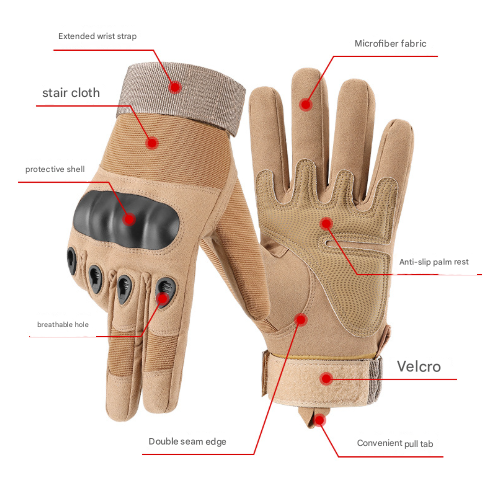 L Khaki Hard Knuckle Tactical Gloves - Full-Finger Protective Gear for Motorcycle, Cycling & Outdoor Sports — image 2