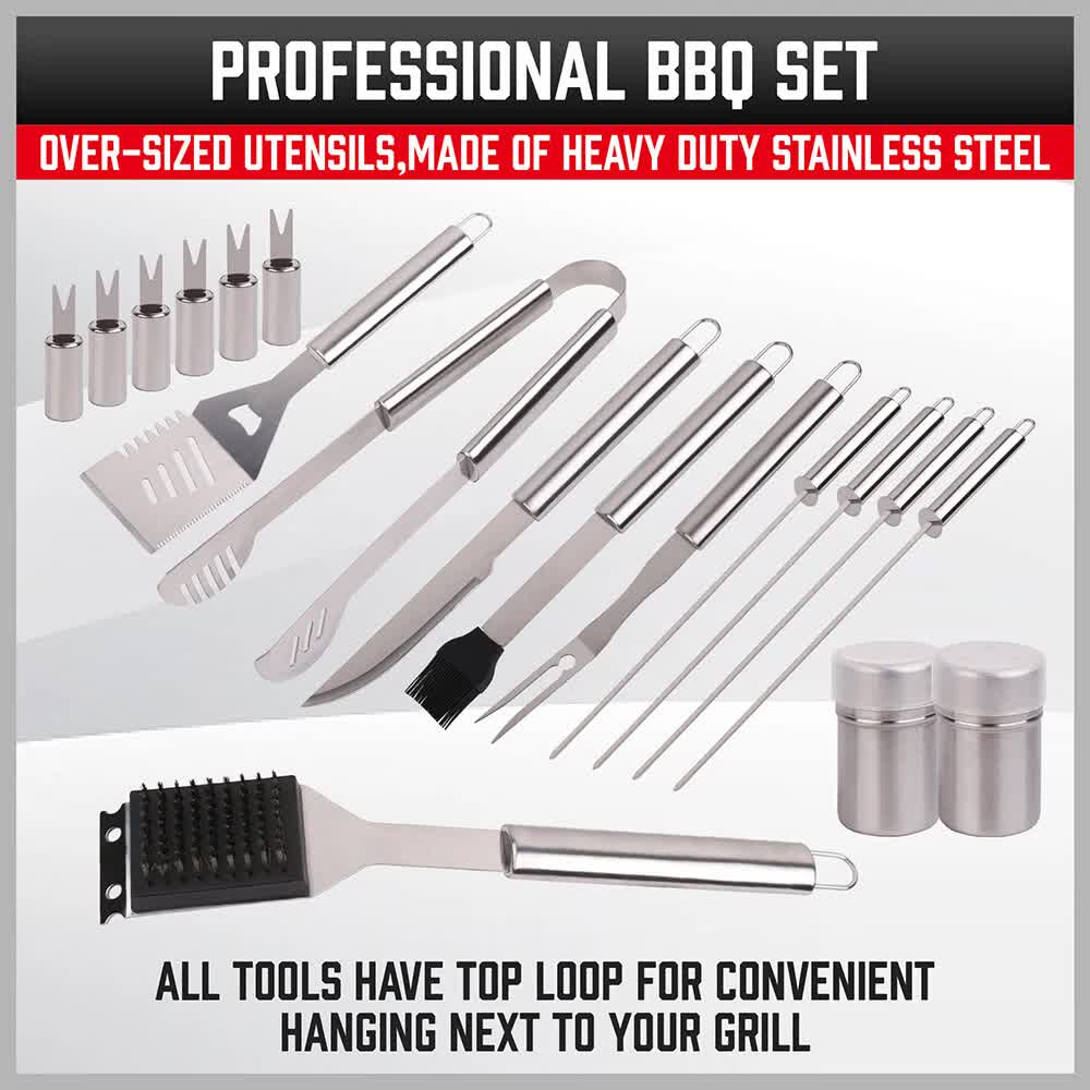 18Pcs BBQ Tool Set Stainless Steel Barbecue Utensil Cooking Grill Outdoor Cook โ image 6
