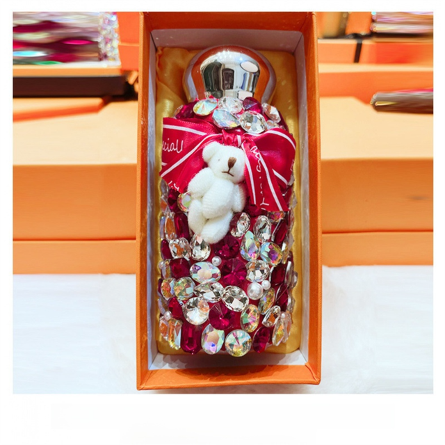 Red Baby Bear Handmade Luxury Diamond Insulated Water Bottle โ Bling Rhinestone 304 Stainless Steel Pocket Mug (260ml)