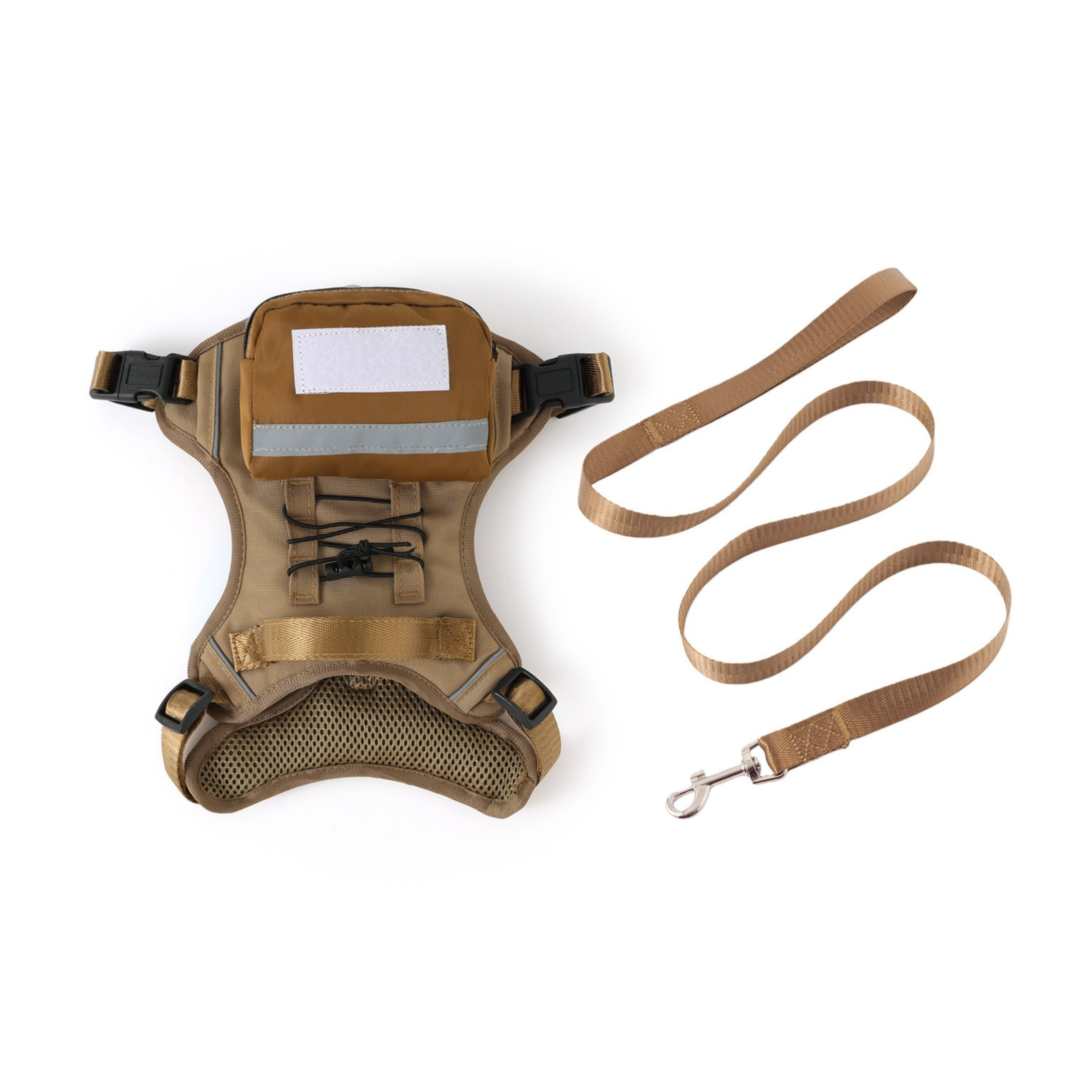 Dog Harness with Backpack and Leash Set - Size M Adjustable Breathable Mesh Pet Vest with Reflective Trim, Storage Pouch and Control Handle for Walking and