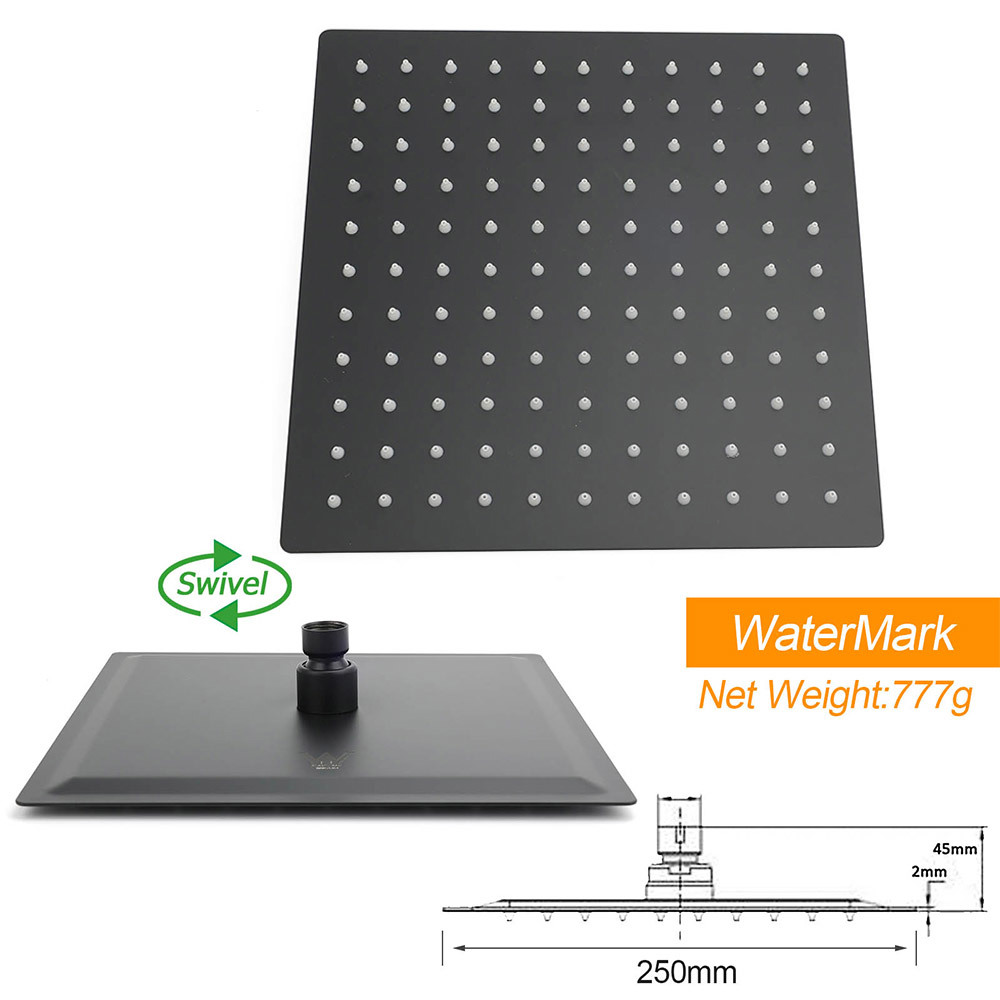 Dual Shower Square Large 12" Rainfall Head 3 Modes Handheld Wall Rail Matt Black โ image 6
