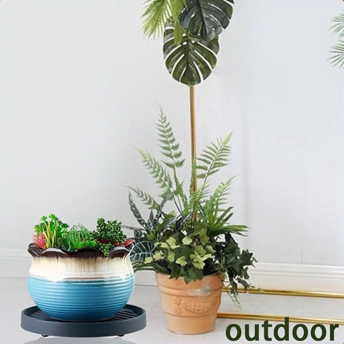 Round Flowerpot Mover - 19.3 Cm - Rolling Plant Pallet - Round Dark Grey Saucer With 4 Wheels - Plant Stand Planter Caddies - For Moving Potted Planters - For — image 2
