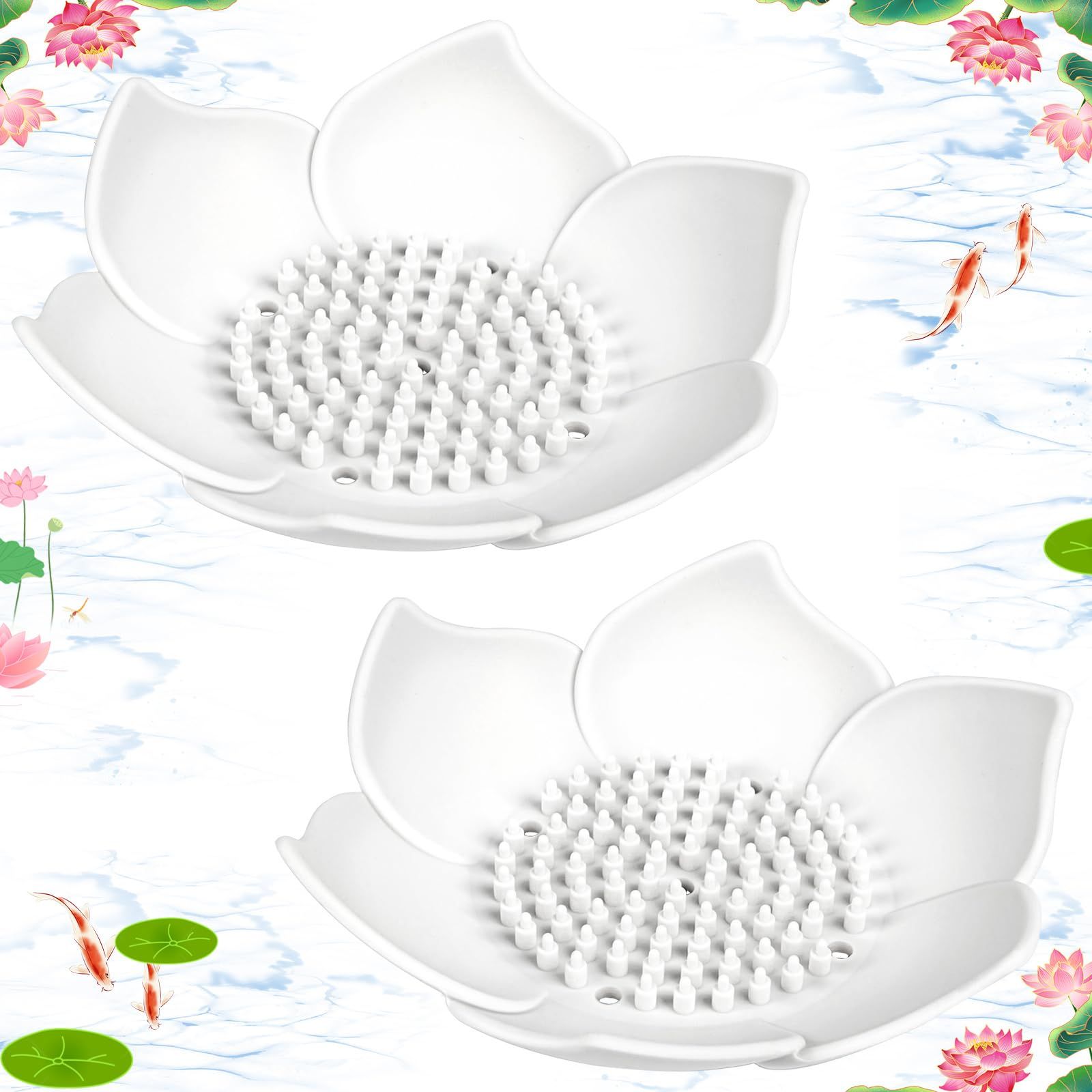 Lotus Shower Steamer Tray, Silicone Soap Dish, 2 Pack Lotus Flower Shape Shower Steamer Tray Small Self Draining Bar Soap Holder β image 2