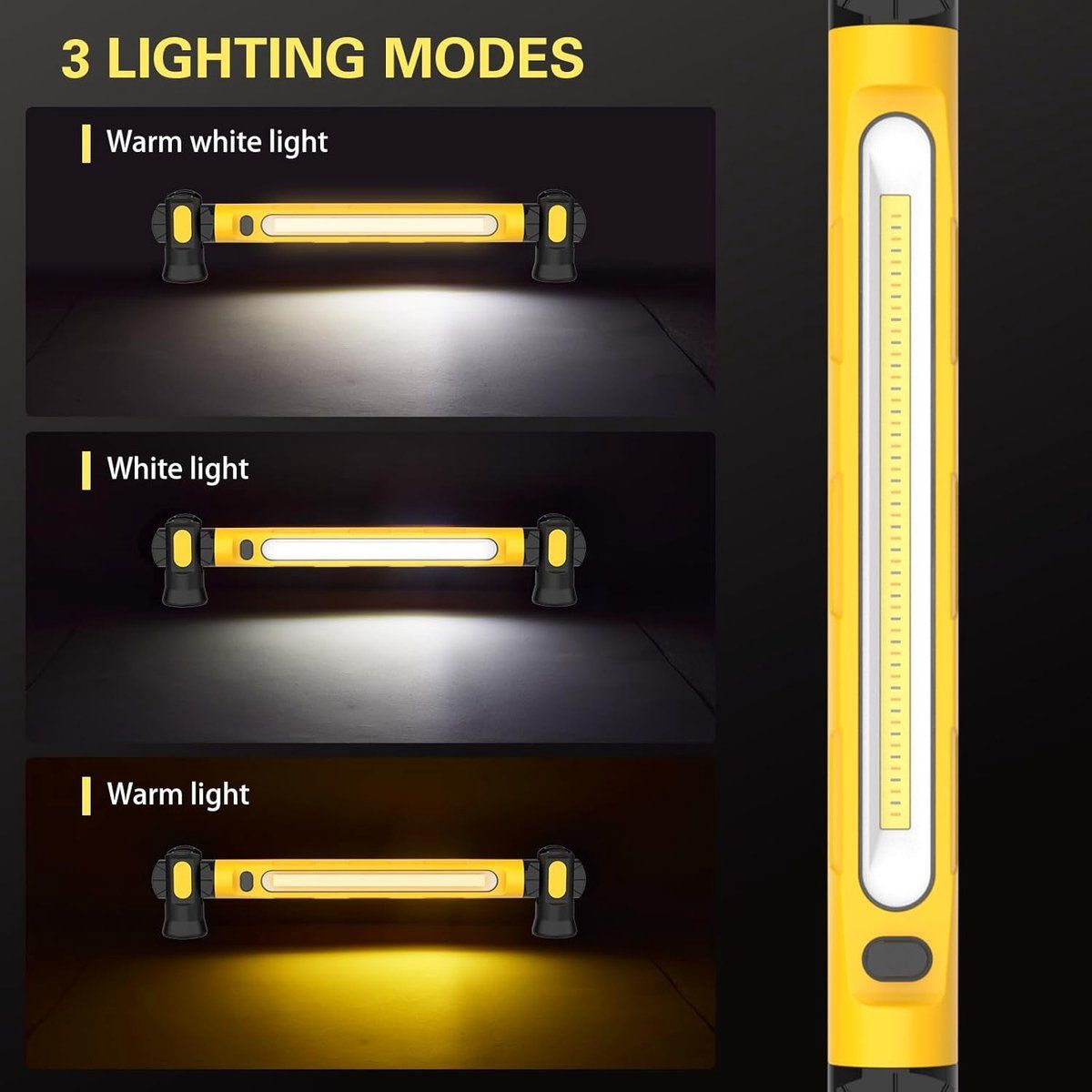 Rechargeable LED Work Light With Magnetic Base 360 Adjustable 6000mAh USB Output For Car Repair Garage Camping Green, 3000 lm, 51 cm โ image 5