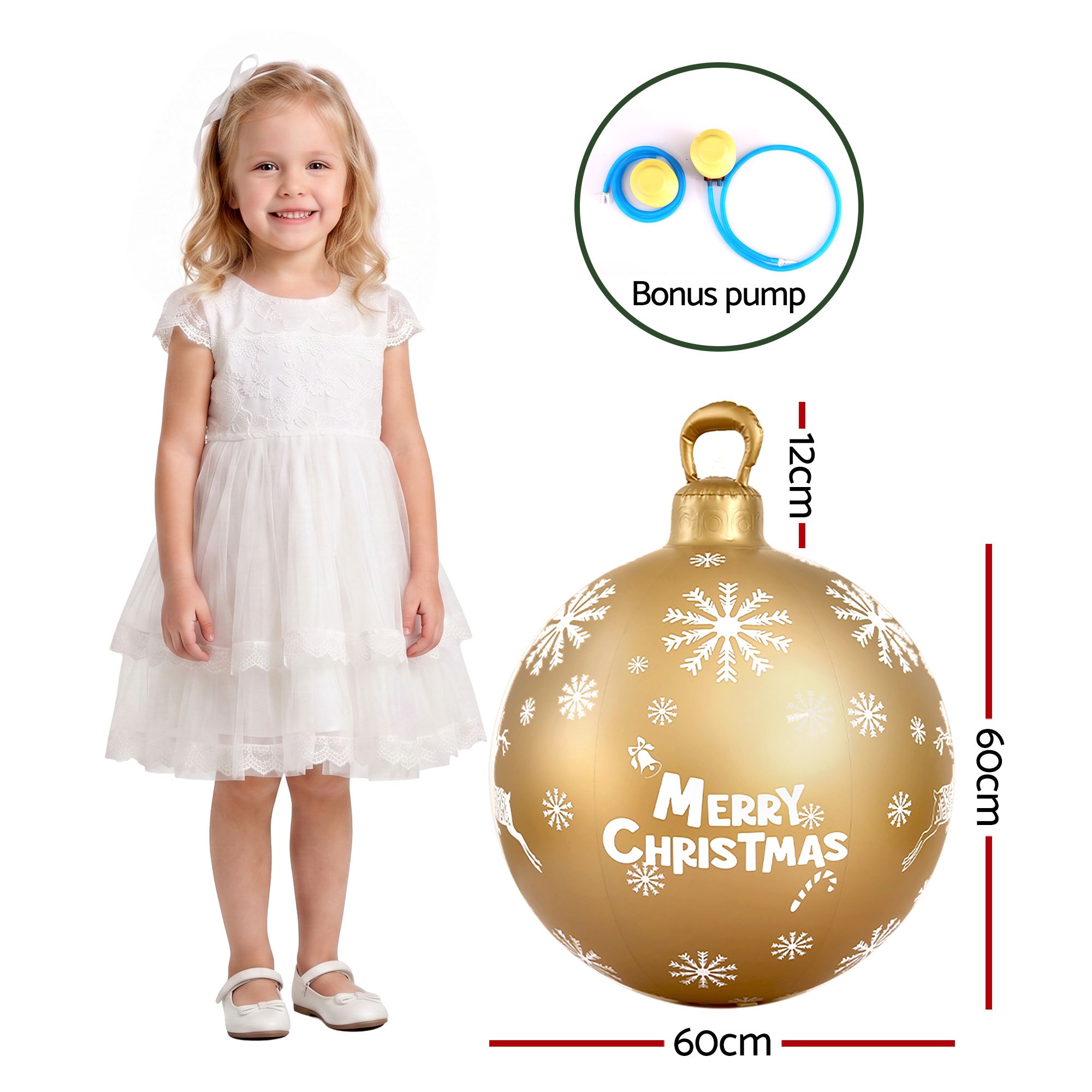 Jingle Jollys Christmas Inflatable Ball Bauble 60cm Outdoor Decoration Gold โ image 2