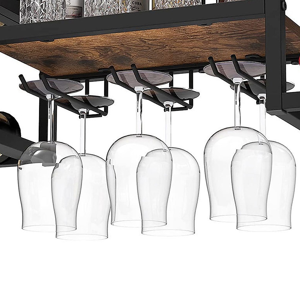 Wall Mounted Wine Rack 3 Stem Glass Holder Storage Organiser — image 3
