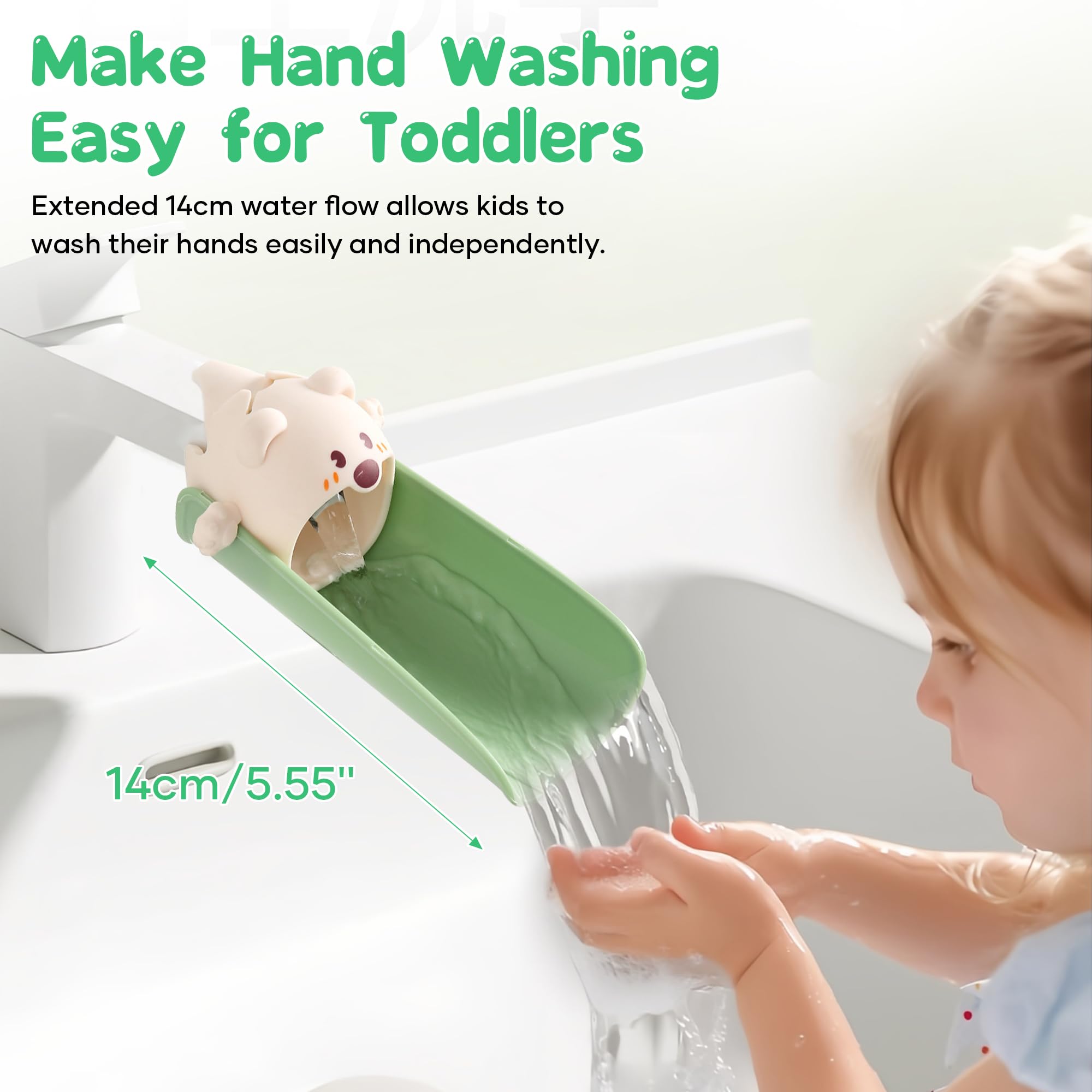 Cute Cartoon Faucet Extender for Kids – 14cm Water Flow Extension, Splash-Proof Hand Washing Aid for Toddlers, BPA-Free, Compatible with Most Kitchen and — image 2